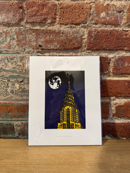 10x8 in Chrysler Moon Original Block Print