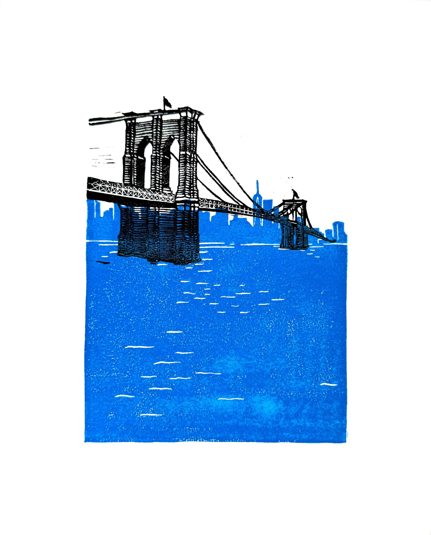 10x8 Brooklyn Bridge Original Block Print