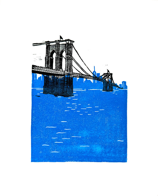 10x8 Brooklyn Bridge Original Block Print
