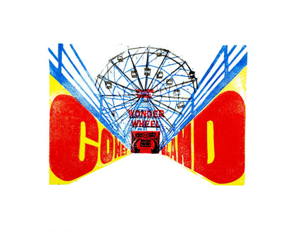 10x8 Coney Island Original Block Print