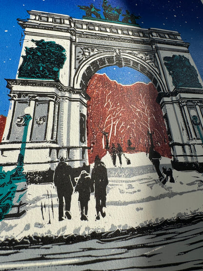 9x12 in Soldiers & Sailors Memorial Arch Original Block Print