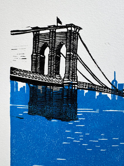 10x8 Brooklyn Bridge Original Block Print