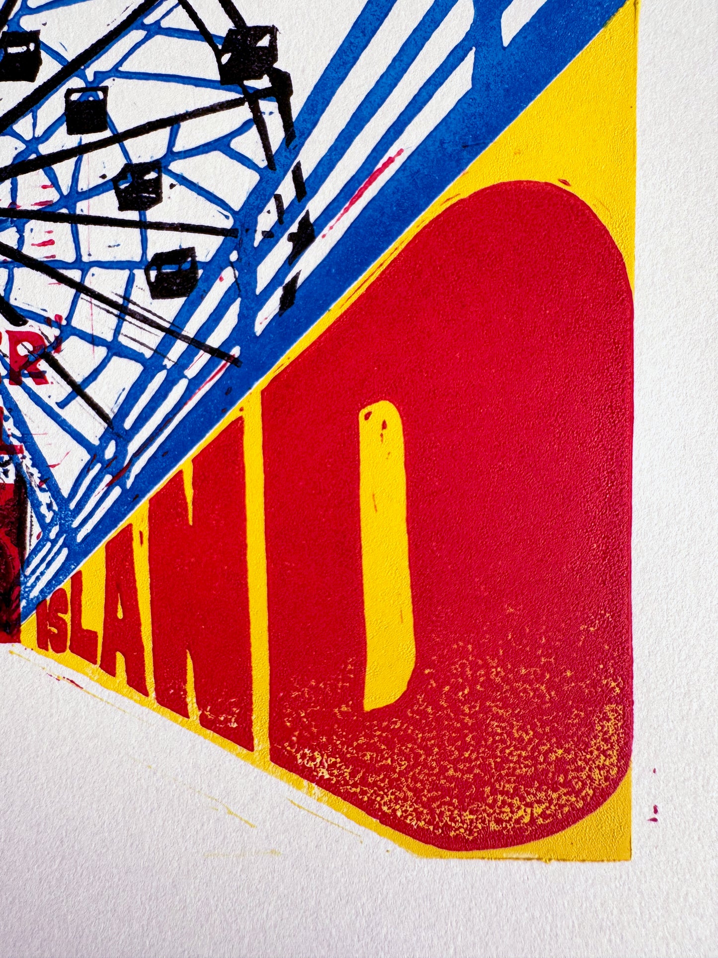 10x8 Coney Island Original Block Print