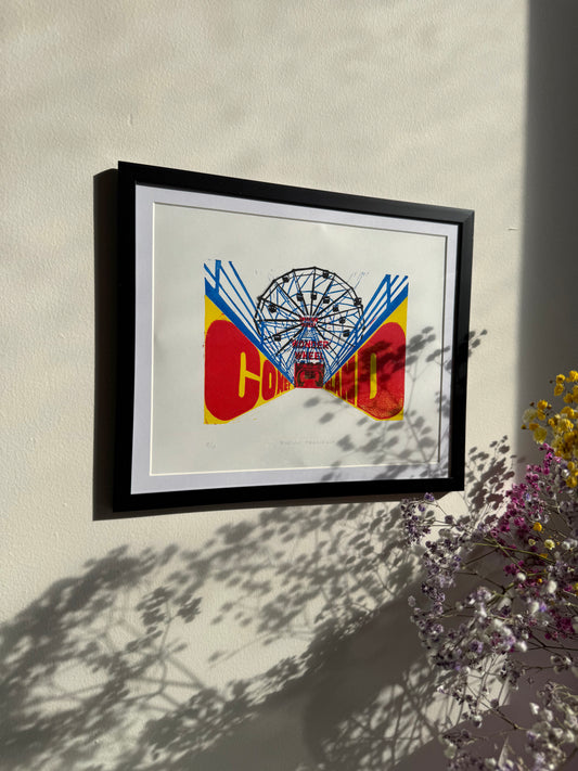 10x8 Coney Island Original Block Print