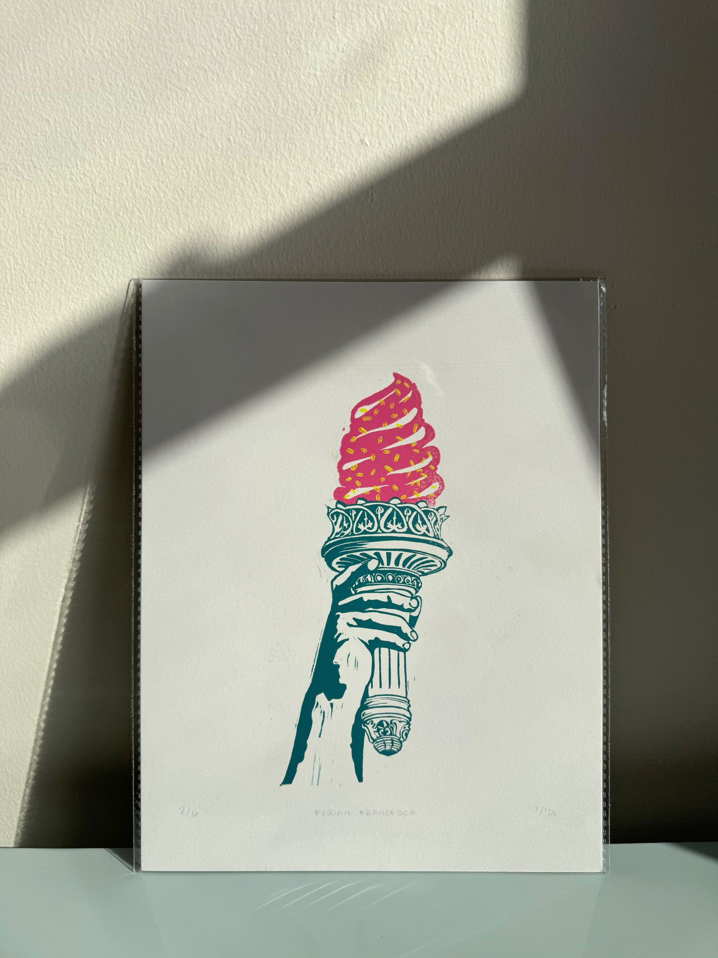 10x8 Liberty Ice Cream Original Block Print