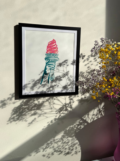 10x8 Liberty Ice Cream Original Block Print