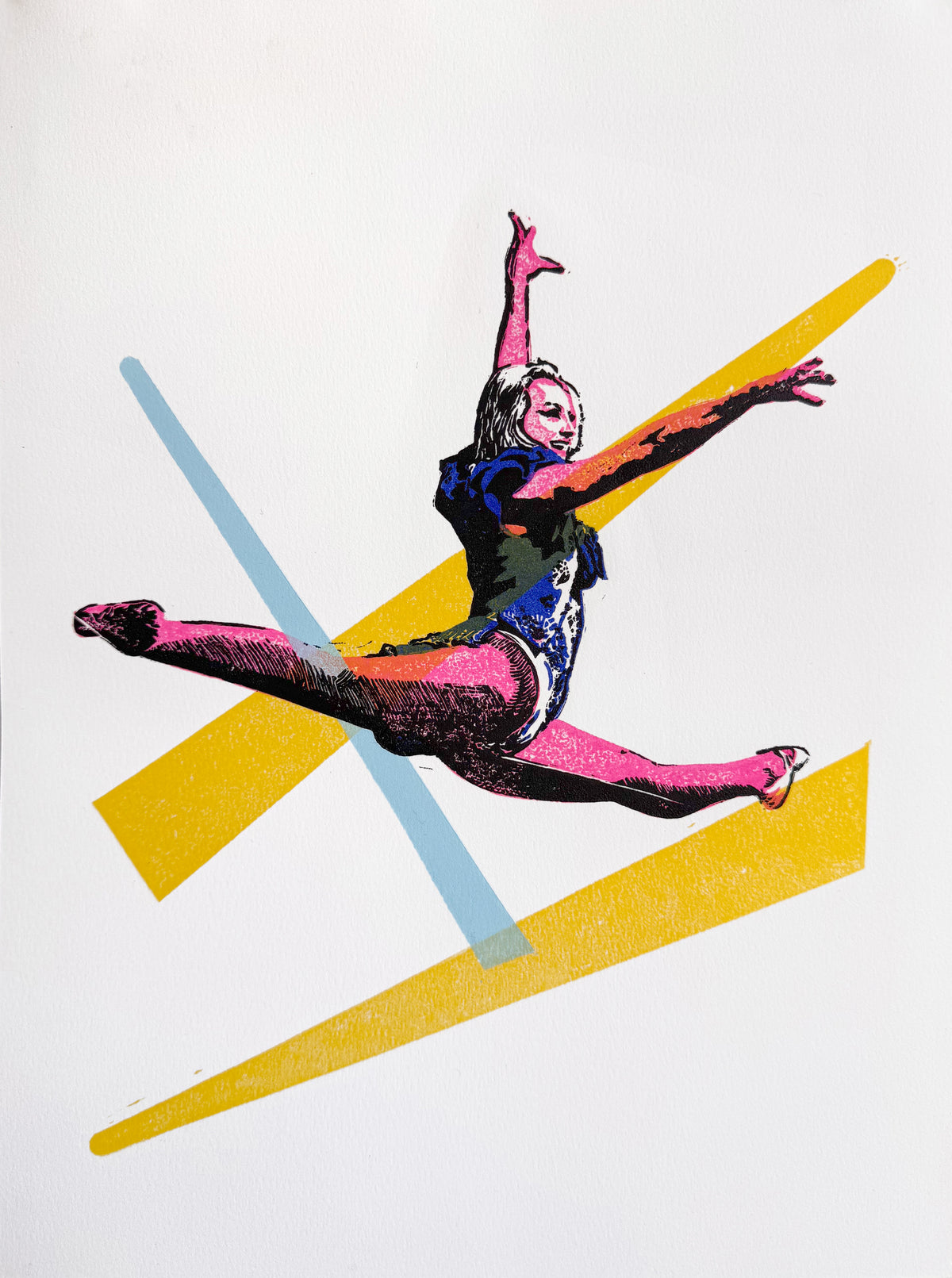 12x9 in The Tightroper Walker Original Block Print